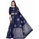 Women's Soft Lichi Silk Printed Saree With Unstitched Blouse 5.5Mtr (Blue)