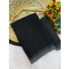 Women's Georgette Stone Work Saree With Unstitched Blouse 5.5Mtr (Black)