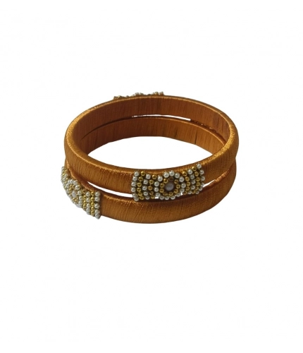Women's Plastic Silk Thread Bangles (Light Brown, Size: 2.1)