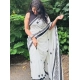Women's Linen Printed Saree With Unstitched Blouse 5.5Mtr (White) Women's Linen Printed Saree With Unstitched Blouse 5.5Mtr (White)