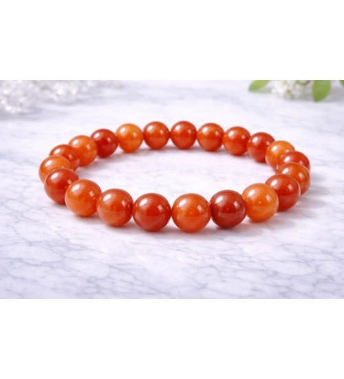 Natural Crystal 8mm Carnelian Bracelet (Red)