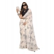 Women's Linen Cotton Printed Saree With Unstitched Blouse 5.5Mtr (Off White) Women's Linen Cotton Printed Saree With Unstitched Blouse 5.5Mtr (Off White)