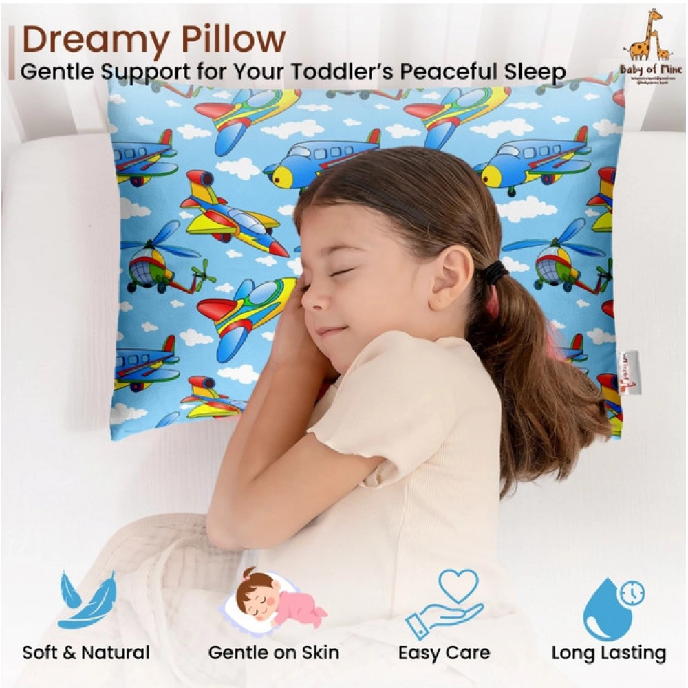 Soft Plush Printed Baby Infant Pillow for Kids Age 1 To 5 Years (Blue)