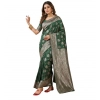 Women's Silk Blend Printed Saree With Unstitched Blouse 5.5Mtr (Dark Green) Women's Silk Blend Printed Saree With Unstitched Blouse 5.5Mtr (Dark Green)