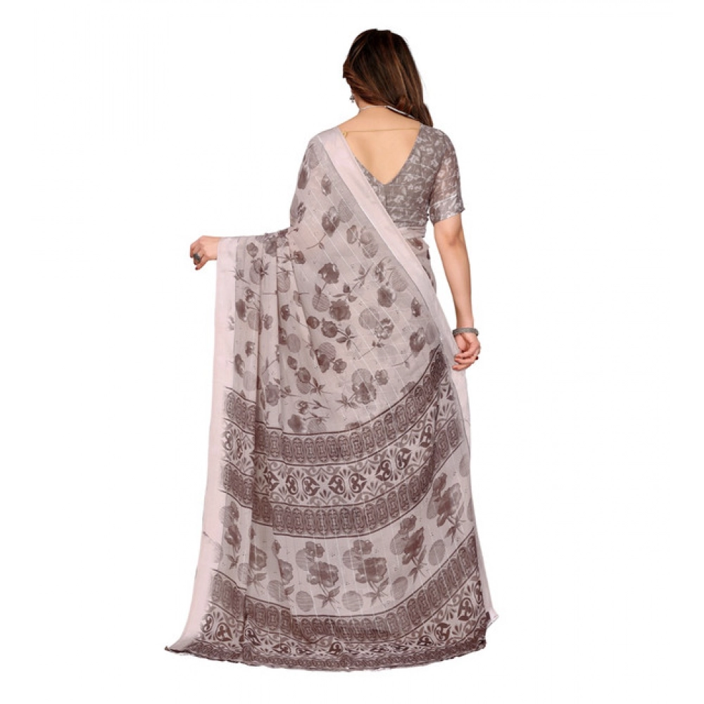 Women's Georgette Printed Saree With Unstitched Blouse 5.5Mtr (Grey) Women's Georgette Printed Saree With Unstitched Blouse 5.5Mtr (Grey)