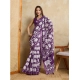 Women's Silk Blend Printed Saree With Unstitched Blouse 5.5Mtr (Purple)