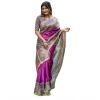 Women's Faux_Tussar Geometric_Print Saree With Unstitched Blouse 5.5Mtr (Purple) Women's Faux_Tussar Geometric_Print Saree With Unstitched Blouse 5.5Mtr (Purple)