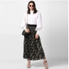 Women's Georgette Chain Print Elasticated Skirt (Black-Cream)
