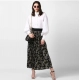Women's Georgette Chain Print Elasticated Skirt (Black-Cream)