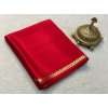 Women's Crepe Chit Pallu Solid Saree With Unstitched Blouse 5.5Mtr (Red) Women's Crepe Chit Pallu Solid Saree With Unstitched Blouse 5.5Mtr (Red)