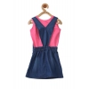 Girl's Denim & Cotton Bow Sleeveless Dungaree (Pink) Girl's Denim & Cotton Bow Sleeveless Dungaree (Pink)