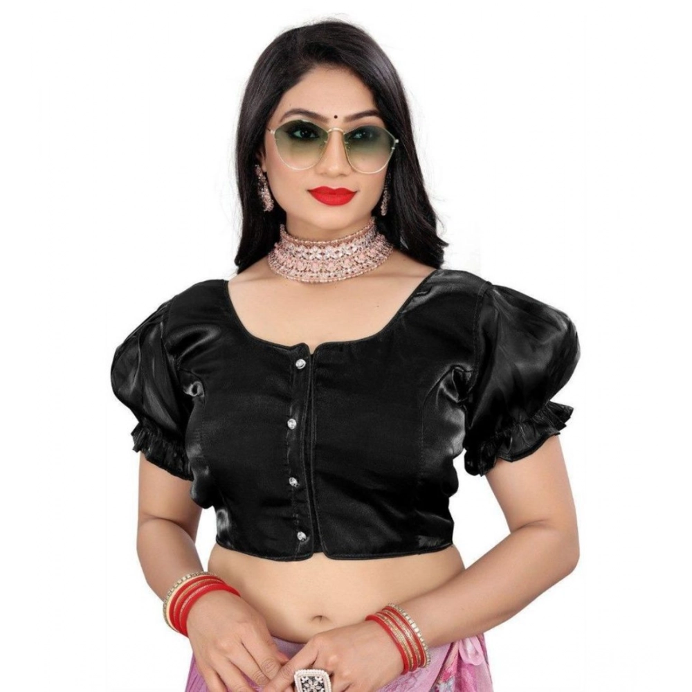 Women's Jimmy Solid Designer Neck Elastic Sleeve Readymade Blouse (Black 38 , Alterable up to 42)-PID65827 Women's Jimmy Solid Designer Neck Elastic Sleeve Readymade Blouse (Black 38 , Alterable up to 42)-PID65827