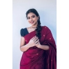 Women's Litchi silk Printed Saree With Unstitched Blouse (Red) Women's Litchi silk Printed Saree With Unstitched Blouse (Red)