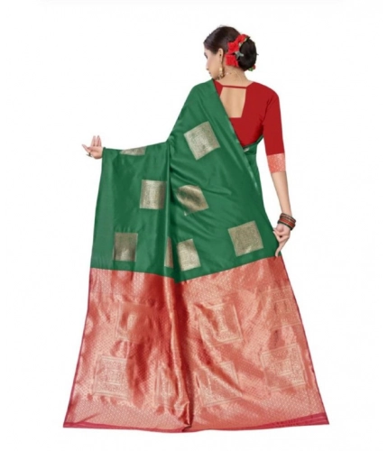Women's Soft Lichi Silk Printed Saree With Unstitched Blouse 5.5Mtr (Green) Women's Soft Lichi Silk Printed Saree With Unstitched Blouse 5.5Mtr (Green)
