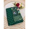 Dropship Women's Printed Brasso Saree With Unstitched Blouse (Green, 5-6 Mtrs)