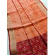 Women's Raw Silk Ikkat Saree With Unstitched Blouse 5.5Mtr (Peach)