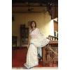 Women's Linen Printed Saree With Unstitched Blouse 5.5Mtr (White) Women's Linen Printed Saree With Unstitched Blouse 5.5Mtr (White)