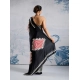 Women's Satin Crepe Printed Saree With Unstitched Blouse 5.5Mtr (Black)