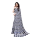 Women's Georgette Printed Saree With Unstitched Blouse 5.5Mtr (Blue)