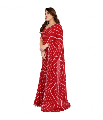 Women's Georgette Printed Saree With Unstitched Blouse 5.5Mtr (Red) Women's Georgette Printed Saree With Unstitched Blouse 5.5Mtr (Red)