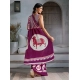 Women's Satin Crepe Printed Saree With Unstitched Blouse 5.5Mtr (Purple)