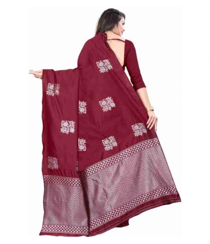 Women's Soft Lichi Silk Printed Saree With Unstitched Blouse 5.5Mtr (Maroon) Women's Soft Lichi Silk Printed Saree With Unstitched Blouse 5.5Mtr (Maroon)