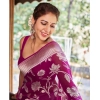 Women's Soft Lichi Silk Printed Saree With Unstitched Blouse 5.5Mtr (Purple) Women's Soft Lichi Silk Printed Saree With Unstitched Blouse 5.5Mtr (Purple)