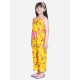 Girl's Polyester Crepe Floral Shoulder Straps Jumpsuit (Yellow-Pink) Girl's Polyester Crepe Floral Shoulder Straps Jumpsuit (Yellow-Pink)