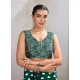 Women's Satin Crepe Printed Saree With Unstitched Blouse 5.5Mtr (Bottle Green)