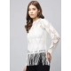 Women's Lace Self Design Short Sleeve Top (White) Women's Lace Self Design Short Sleeve Top (White)