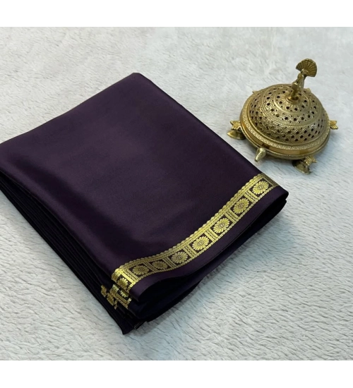 Women's Crepe Chit Pallu Solid Saree With Unstitched Blouse 5.5Mtr (Grey)