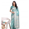Women's Linen Cotton Printed Saree With Unstitched Blouse 5.5Mtr (Sea Green) Women's Linen Cotton Printed Saree With Unstitched Blouse 5.5Mtr (Sea Green)