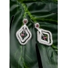 Women's Brass Silver Plated Drop Earrings (Red) Women's Brass Silver Plated Drop Earrings (Red)