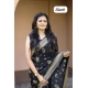 Women's Soft Lichi Silk Printed Saree With Unstitched Blouse 5.5Mtr (Black)