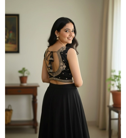 Women's Zimmi Choo Embroidered V-Neck Padded Blouse (Black 38 Ready (Self Alterable 36–40)