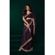 Women's Net Sequence Saree With Unstitched Blouse 5.5Mtr (Wine)