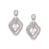 Women's Brass Silver Plated Drop Earrings (Pink)