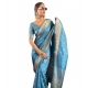 Women's Satin Printed Saree With Unstitched Blouse 5.5Mtr (light Blue) Women's Satin Printed Saree With Unstitched Blouse 5.5Mtr (light Blue)