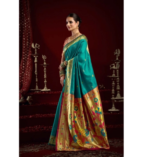 Women's Silk Blend Woven Saree With Unstitched Blouse 5.5 Mtr (Aqua_Blue) Women's Silk Blend Woven Saree With Unstitched Blouse 5.5 Mtr (Aqua_Blue)