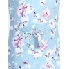 Girl's Polyester Crepe Floral Bell Sleeve Dress (Turquoise Blue)