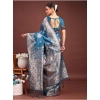 Women's Banarasi Silk Printed Saree With Unstitched Blouse 5.5Mtr (Teal Blue) Women's Banarasi Silk Printed Saree With Unstitched Blouse 5.5Mtr (Teal Blue)