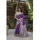 Women's Faux_Tussar Geometric_Print Saree With Unstitched Blouse 5.5Mtr (Purple)