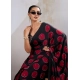 Women's Satin Crepe Printed Saree With Unstitched Blouse 5.5Mtr (Maroon)