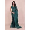 Dropship Women's Jimmy choo Embellished Bollywood Saree With Unstitched Blouse 5.5Mtr (Green)