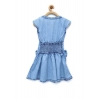 Girl's Denim Embellished Cap Sleeve bow Dress (Light Blue) Girl's Denim Embellished Cap Sleeve bow Dress (Light Blue)