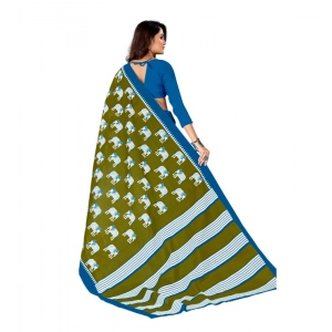 Generic Women's Soft Pure Cotton Printed Saree With Unstitched Blouse 5.5Mtr (Mehendi green)