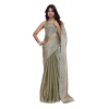 Dropship Women's Jimmy choo Embellished Bollywood Saree With Unstitched Blouse 5.5Mtr (Light Green)