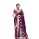 Women's Soft Lichi Silk Printed Saree With Unstitched Blouse 5.5Mtr (Purple)