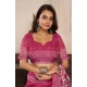 Women's Faux Linen Floral Print Ready to wear Saree With Unstitched Blouse 5.5Mtr (Pink)