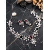 Women's Brass Silver Plated Necklace set (Multicolor)
